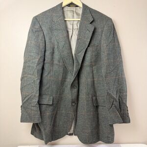 Racquet Club Vintage Men's‎ 42R Wool  Houndstooth Plaid Tweed Blazer Jacket